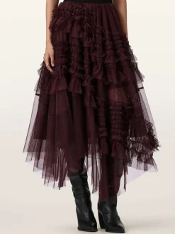 AllSaints Red Jen Tulle Skirt
