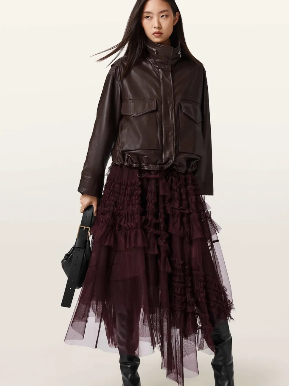 AllSaints Red Jen Tulle Skirt