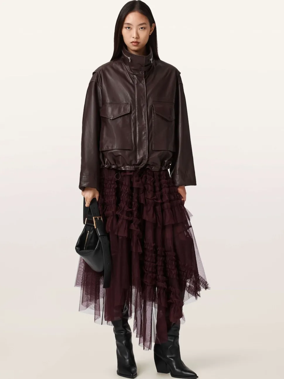 AllSaints Red Jen Tulle Skirt
