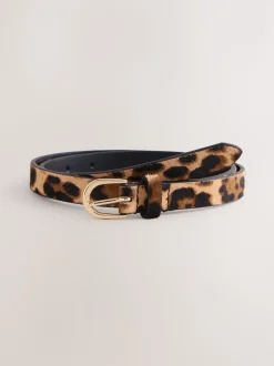 Animal Leather Skinny Belt