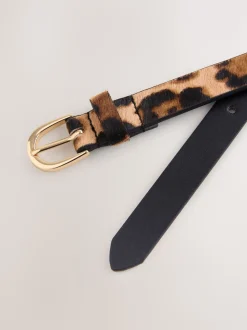 Animal Leather Skinny Belt