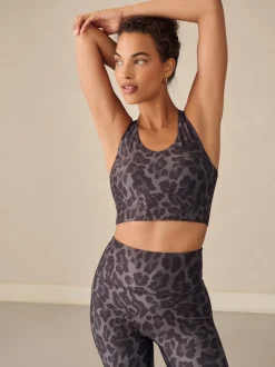 Animal Print Active Double Strap Cross-Over Sports Bra
