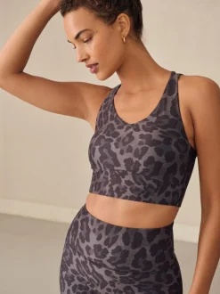 Animal Print Active Double Strap Cross-Over Sports Bra