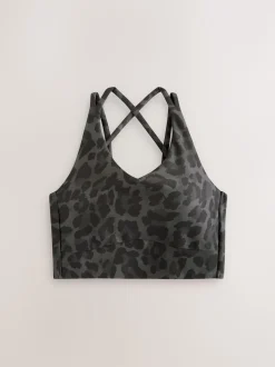 Animal Print Active Double Strap Cross-Over Sports Bra