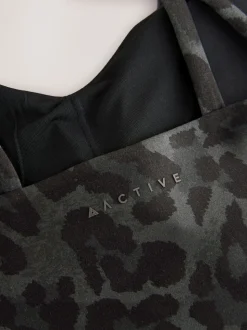 Animal Print Active Double Strap Cross-Over Sports Bra