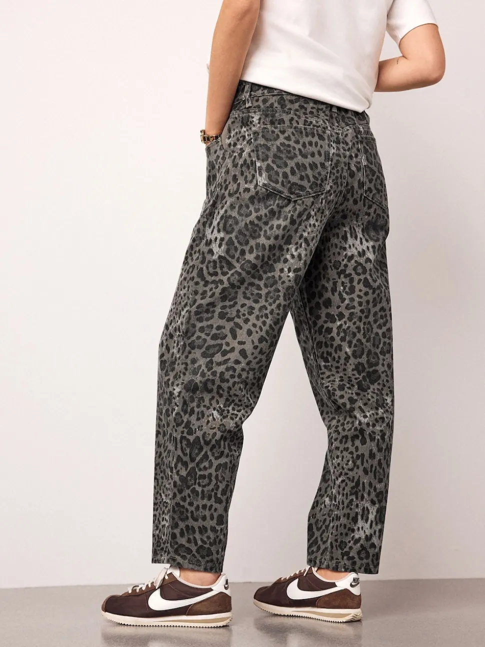 Animal Print Maternity Barrel Denim Jeans