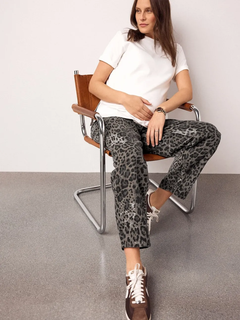 Animal Print Maternity Barrel Denim Jeans