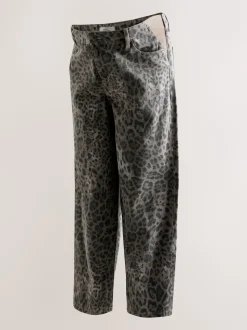 Animal Print Maternity Barrel Denim Jeans