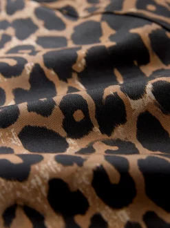 Animal Print Waxy Jacket with Cord Collar