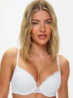 Ann Summers Black & White Pad Plunge Sexy Lace Underwired Bras 2 Pack