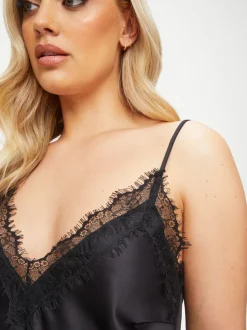 Ann Summers Black Cerise Satin Cami Set
