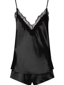 Ann Summers Black Cerise Satin Cami Set
