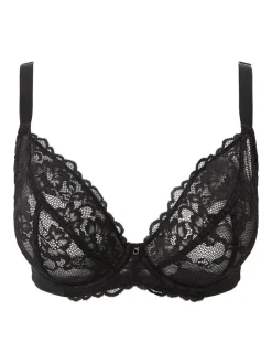 Ann Summers Black DD+ Non Pad Plunge Sexy Lace Underwired Bras 2 Pack