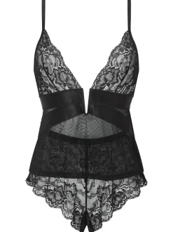 Ann Summers Black Gracious Lace & Mesh Cami Pyjamas Set