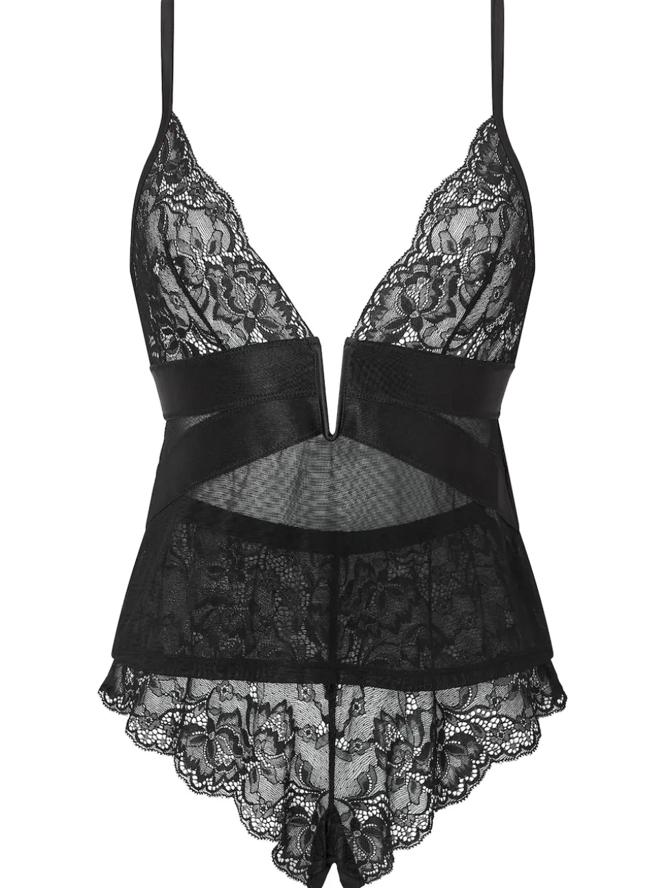 Ann Summers Black Gracious Lace & Mesh Cami Pyjamas Set
