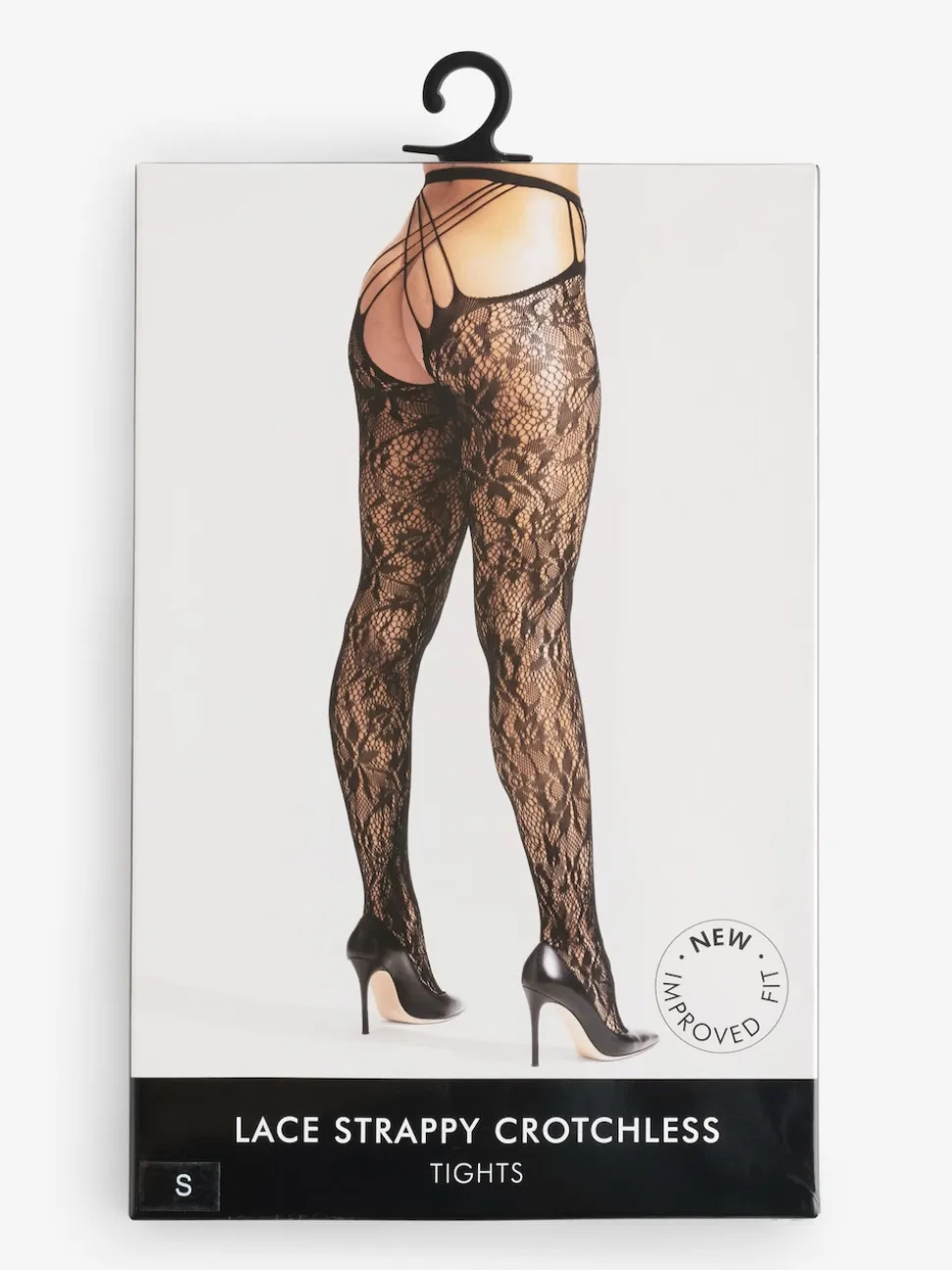 Ann Summers Black Lace Strappy Crotchless Tights
