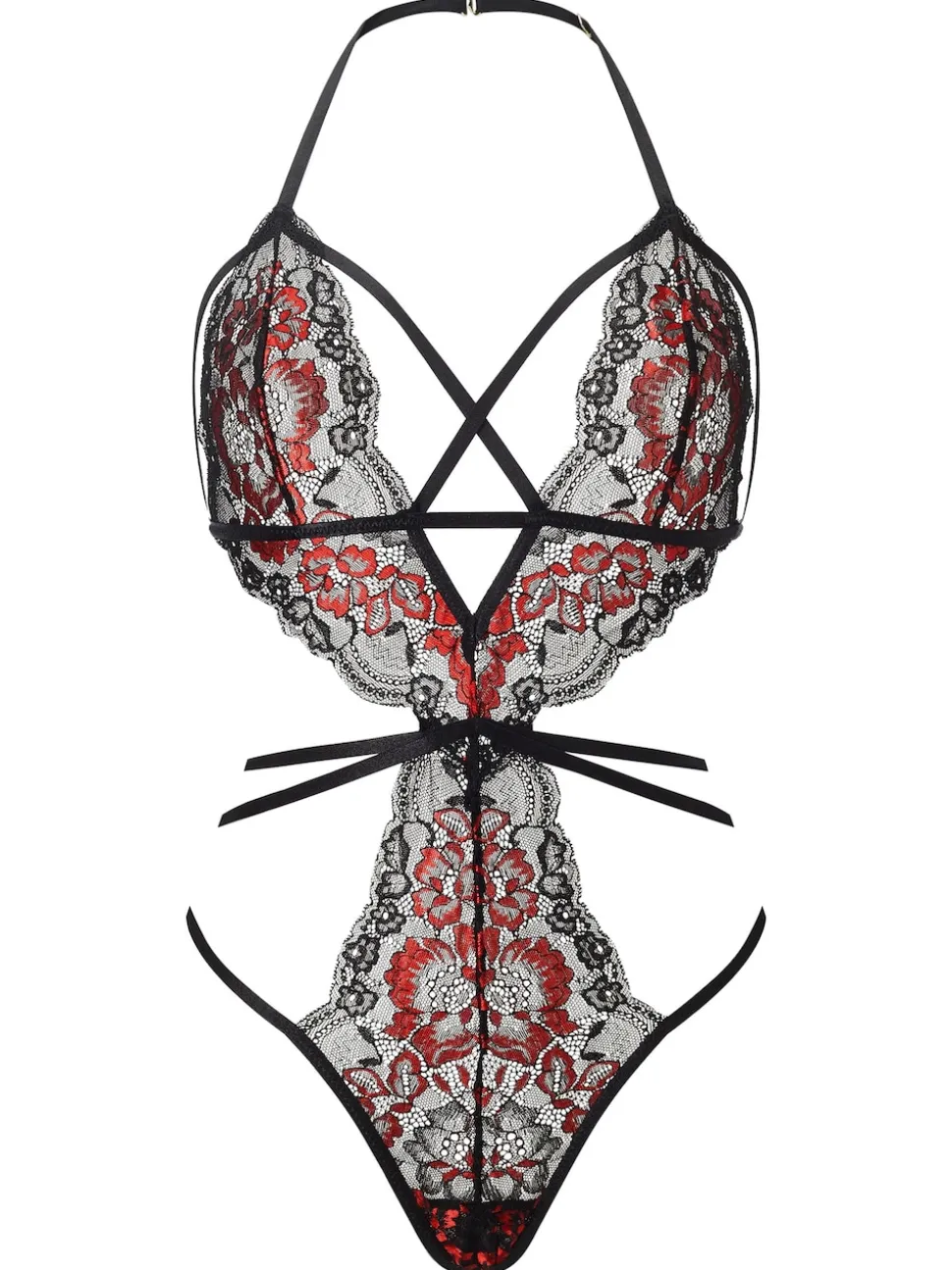 Ann Summers Black Liberty Floral Lace Crotchless Bodies