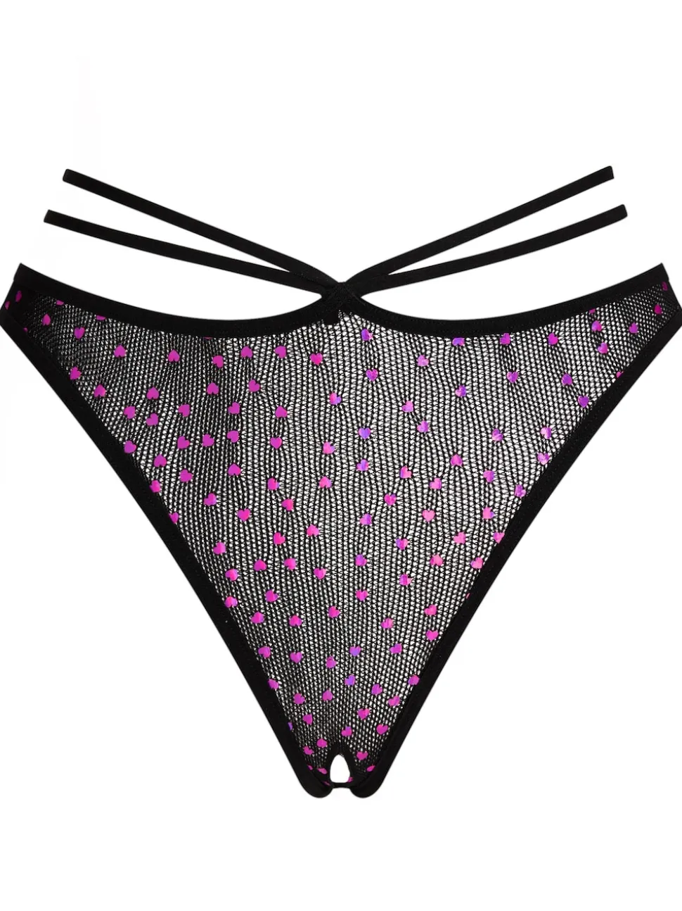 Ann Summers Black Love Me Sequin Heart Crotchless Thong