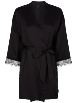 Ann Summers Black Satin Cherryann Robe Dressing Gown