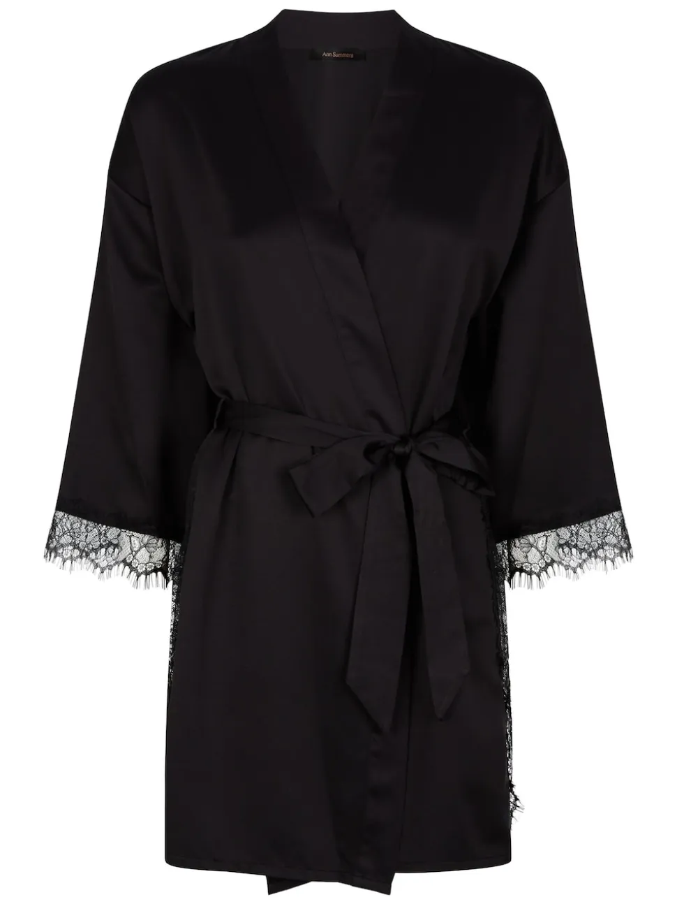Ann Summers Black Satin Cherryann Robe Dressing Gown