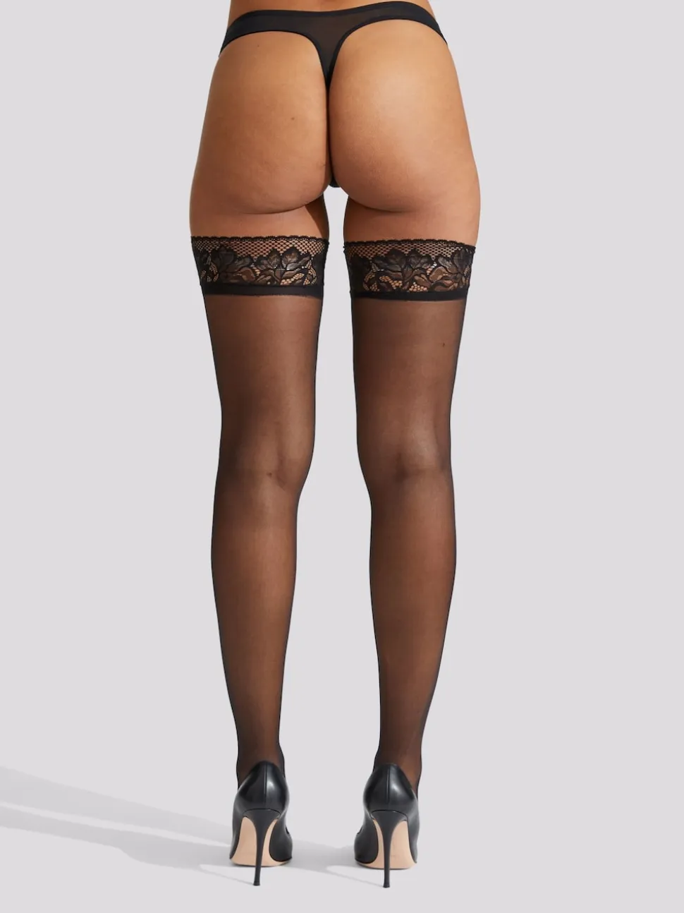 Ann Summers Black Scallop Edged Lace Top 100% Cotton Tights
