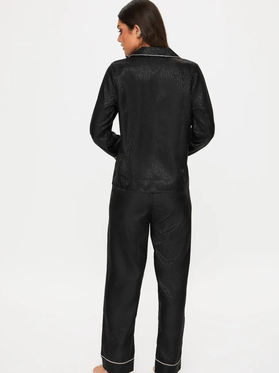 Ann Summers Black Signature Satin Long All Over Pyjamas Set