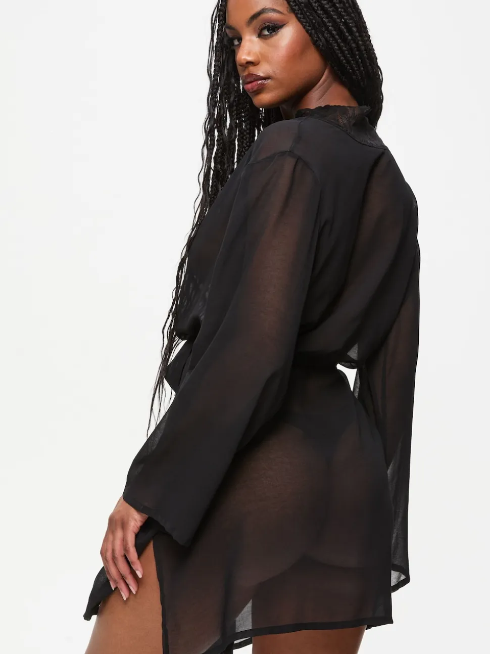 Ann Summers Black The Promising Chiffon Robe