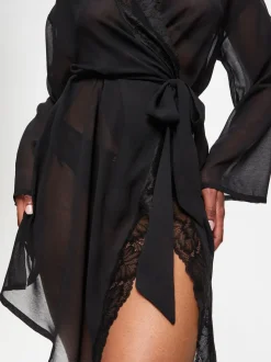 Ann Summers Black The Promising Chiffon Robe