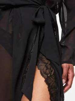 Ann Summers Black The Promising Chiffon Robe