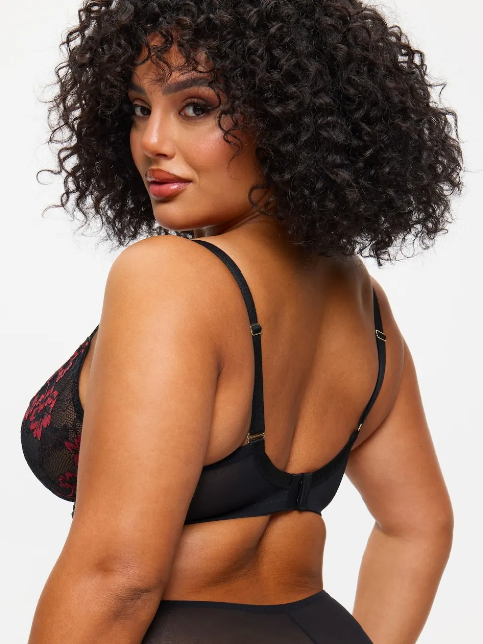 Ann Summers Black/Red DD+ Non Pad Plunge Sexy Lace Bra
