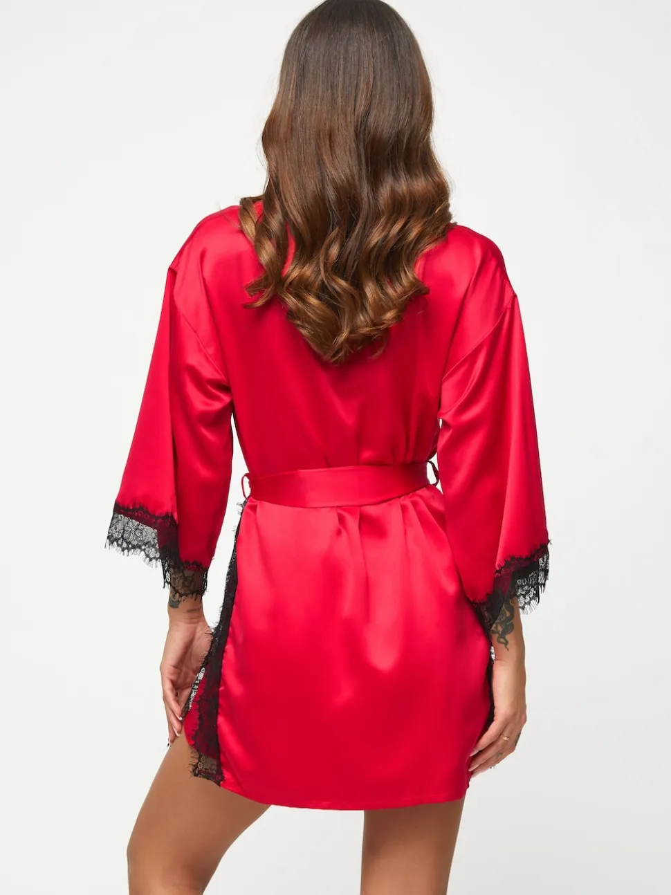 Ann Summers Dark Red Satin Cherryann Robe Dressing Gown