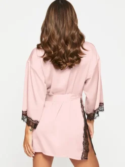 Ann Summers Pink Satin Cherryann Robe Dressing Gown