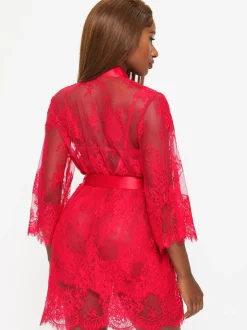 Ann Summers Red Availing All Over Lace Robe