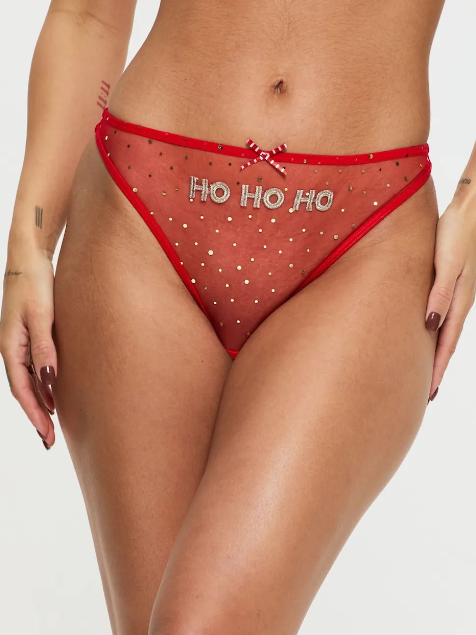 Ann Summers Red Ho Ho Ho Mesh Knickers