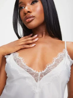 Ann Summers White Cerise Satin Cami Set
