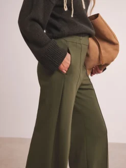 Anthology By JD WIlliams Green Premium Ponte Wide Leg Trousers