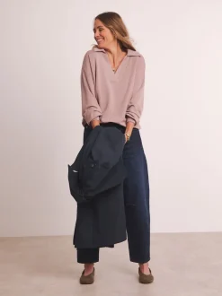 Anthology By JD Williams Pink Premium Ribbed High Collar Modal Sweatshirt