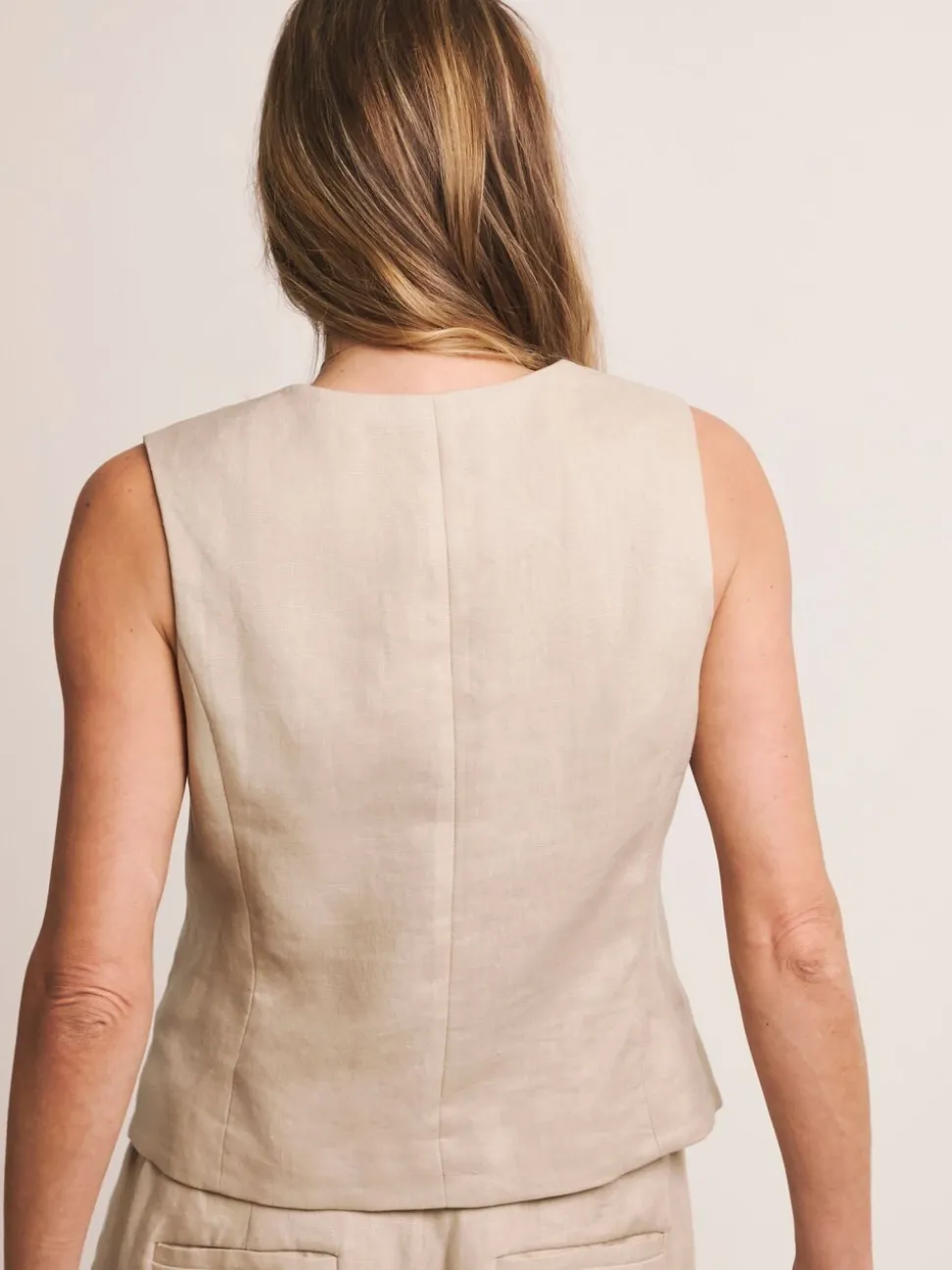 Anthology By JD Williams Natural Premium 100% Linen Waistcoat