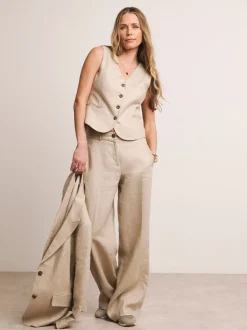 Anthology By JD Williams Natural Premium 100% Linen Waistcoat