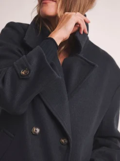 Anthology By JD Williams Blue Premium Wool Blend Pea Coat
