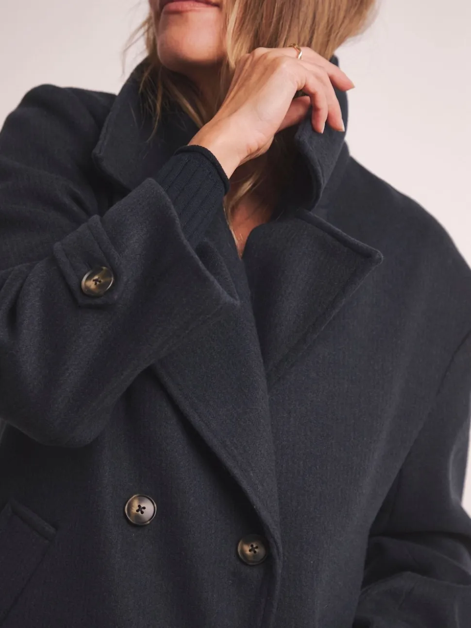 Anthology By JD Williams Blue Premium Wool Blend Pea Coat