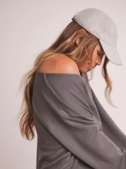 Anthology By JD Williams Grey Premium V Neck Seam Detail Modal Sweatshirt