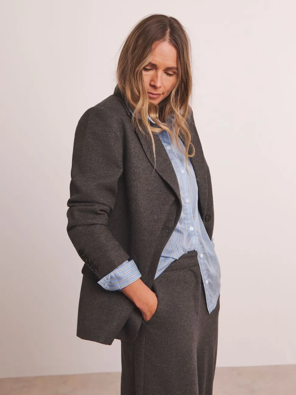 Anthology By JD Williams Grey Premium Herringbone Single Breasted Blazer