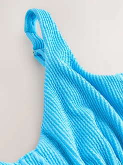 Aqua Blue Crinkle Tummy Control DD+ Wired Swimsuit