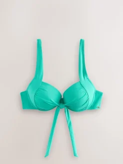 Aqua Green Bow Front Padded Wired Bikini Top