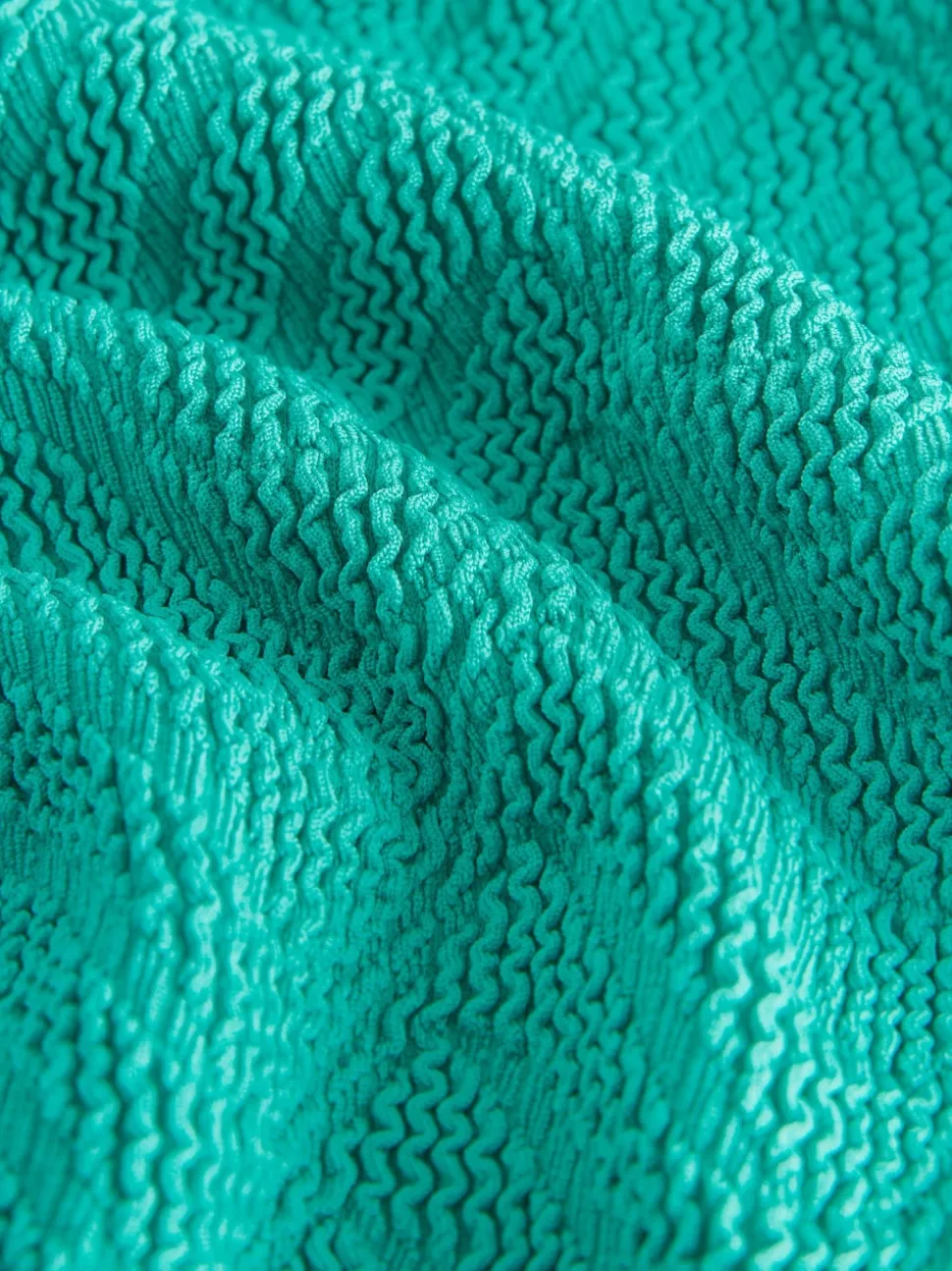 Aqua Green Crinkle Textured Plunge Shaping Tummy Control Swimsuit