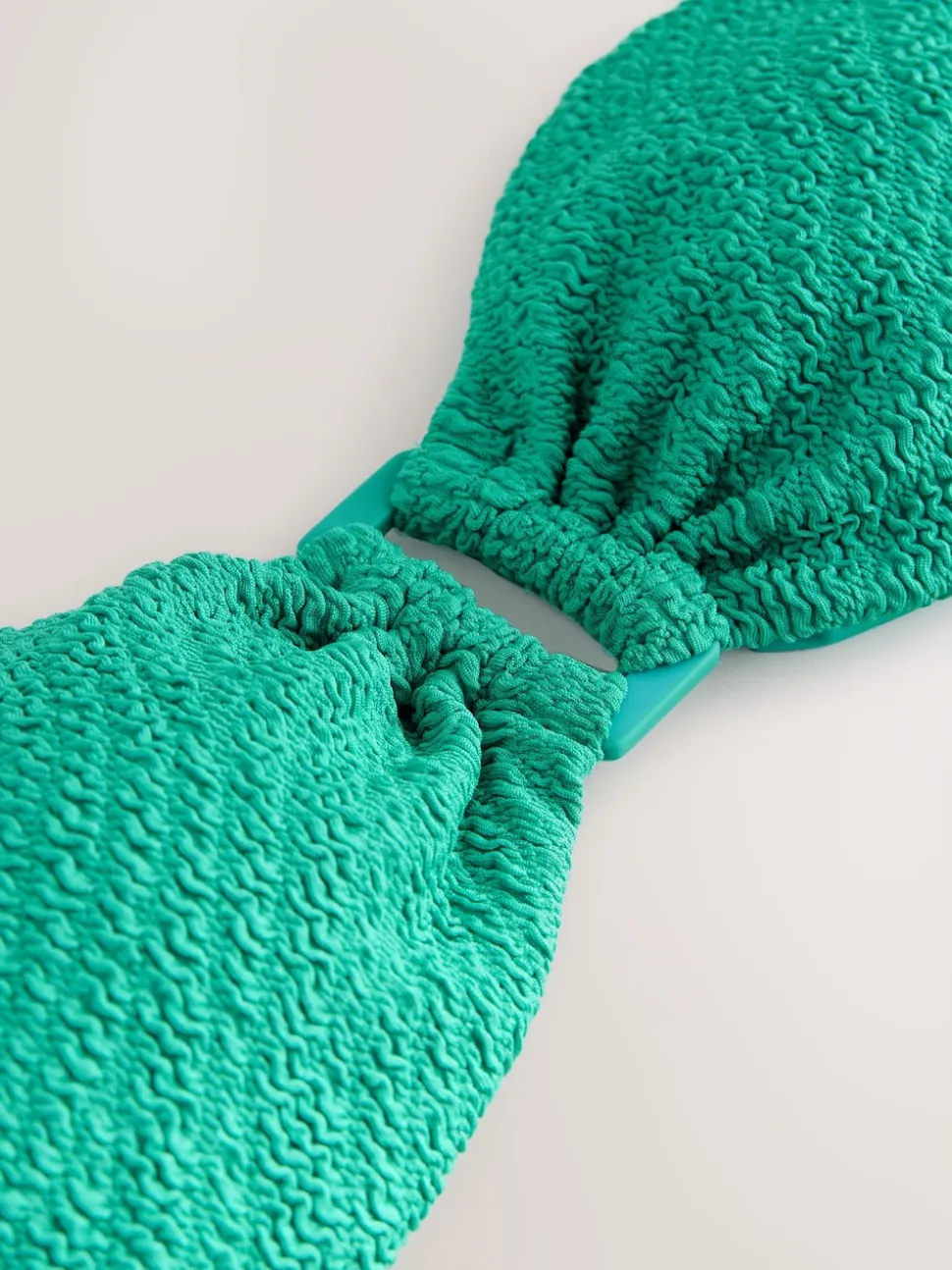 Aqua Green Crinkle Trim Bandeau Bikini Top