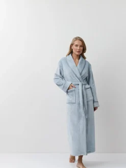 Aruelle Blue Pin Stripe Lea Long Robe