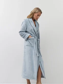 Aruelle Blue Pin Stripe Lea Long Robe