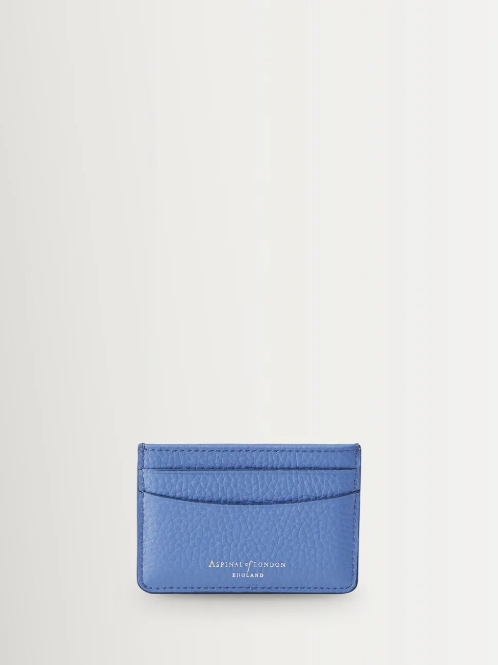 Aspinal of London Blue Slim Credit Card Case Pebble Leather
